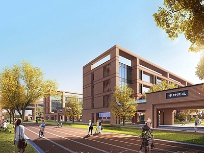 现代新中式学校建筑 红砖 红砖建筑 红砖学校 现代学校