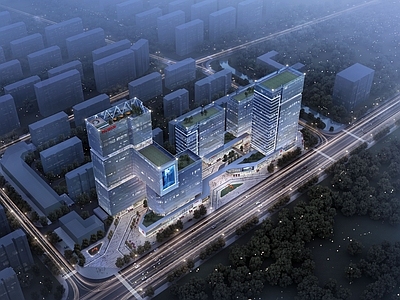 现代新中式科研办公楼 现代办公楼 科研楼 水平办公 研发楼 办公建筑