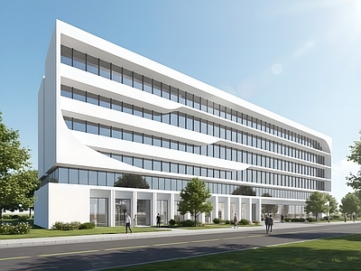 现代办公楼 产业园 多层办公楼 屋顶绿化办公楼 现代厂房建筑 多层厂房