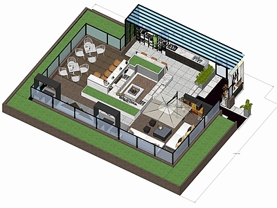 现代屋顶花园 现代庭院景观组合 屋顶花园组合
