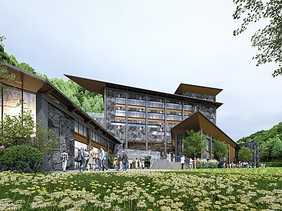 现代民宿建筑 民宿酒店 旅居组团