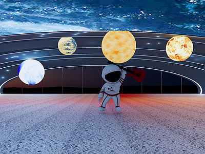 现代极简科技展厅 太空展厅 科技展厅 太空遨游