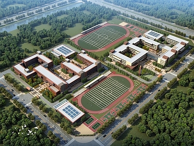 现代学校建筑 学校建筑 学校 教学楼 现代学校 水平条学校