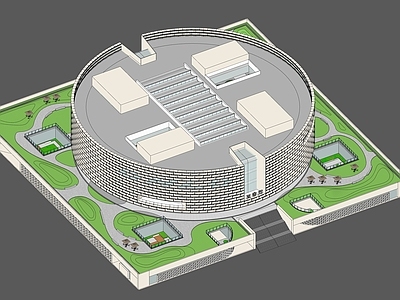 现代极简图书馆 学校建筑 大学图书馆 展览馆 城市图书馆 圆形图书馆