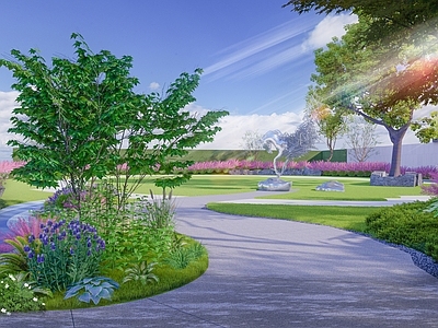 现代极简小区景观 示范区 现代 大草坪 水景 门头