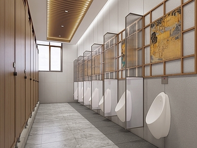 新中式复古公共卫生间 新中式卫生间 商场卫生间 景区卫生间 新中式公共卫生间 酒楼卫生间