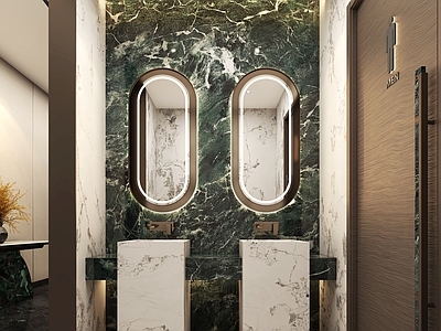 现代新中式酒店卫生间 现代新中式轻奢卫