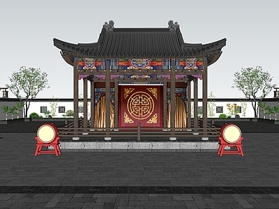 中式亭子 中式戏台 唱戏台 新中式戏台 四角亭 古建亭