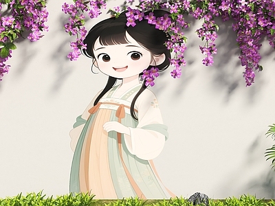 现代景墙 治愈少女围墙 美陈花朵围墙 植物花卉 藤爬植物花朵 国风花朵墙绘