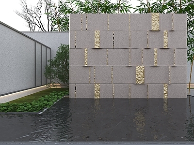 现代景墙 现代水景景墙 水景墙 现代景墙 庭院水景景墙