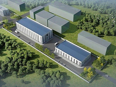 现代简约厂房 工业厂房 厂房办公 工业建筑 厂房建筑 现代产业园
