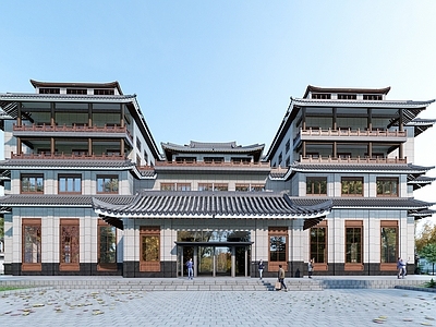 中式古建筑 中式酒店民宿外观 中式建筑群 中式古建筑外观