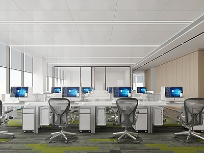 现代办公区 办公区 员工办公室 敞开办公室