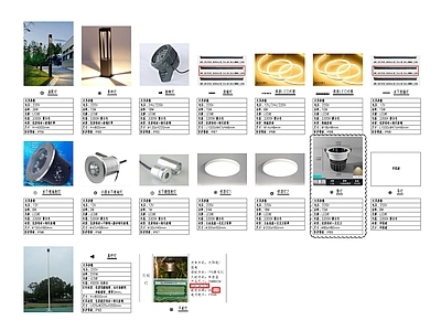 材料明细表模板 景观照明灯具选型 施工图