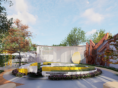 现代办公园区景观 公园