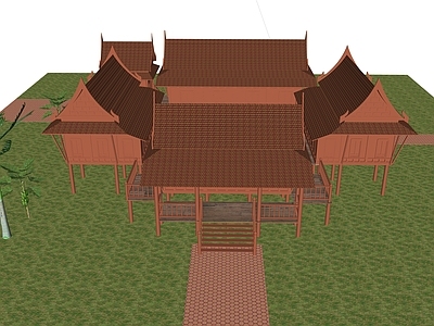 现代复古风格建筑 泰式建筑 东南亚建组 热带建筑 风格建筑