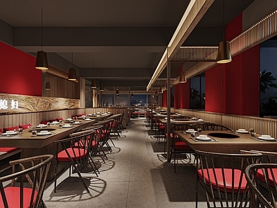 新中式火锅店 堂食 卡座 大厅