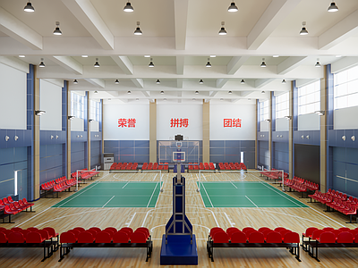 现代篮球场 室内篮球场 羽毛球场地