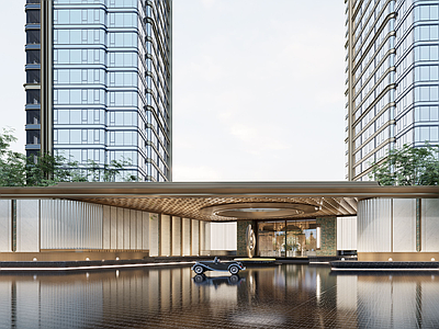 现代小区建筑 示范区大门 豪宅入口 酒店落客
