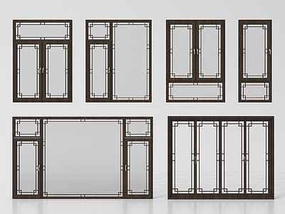 新中式平开窗 新中式平开窗 落地窗 阳台窗