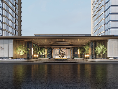 现代小区建筑 示范区入口 下沉会所大门 豪宅小区入口