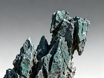 现代新中式假山 假山 石林 青石 微景观 AIGC
