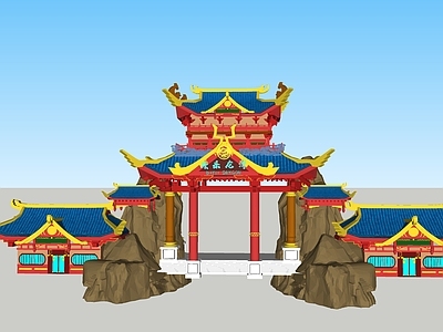 新中式中式入口大门 景区大门 乐园大门 主题公园大门