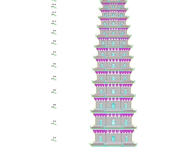 寺庙 中式古建霁峰塔 中式仿古霁峰塔 中式古建塔 中式仿古无人塔 施工图