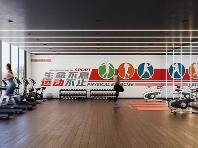 现代健身房 现代健身房 健身器材 健身人物 跑步机