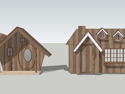 美式复古文旅项目景观 童话木屋打卡墙 童话木屋 木屋打卡墙