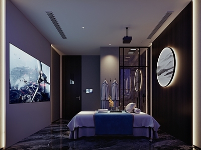 新中式足浴店 新中式足浴店 按摩床 墙饰 浴袍