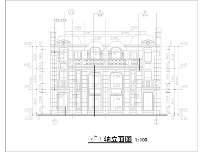 法式别墅建筑 别墅石材幕墙施工 施工图