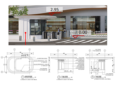 现代亭子 入口保安室岗亭 施工图