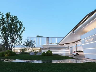 现代简约售楼处建筑 现代风格示范区 流线型示范区 现代风格售楼处 示范区大门 入口大门