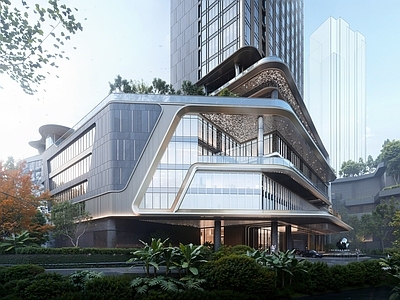 现代轻奢酒店建筑 高差 山地 酒店