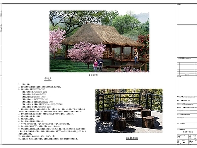 中式亭子 中式茅草亭 施工图