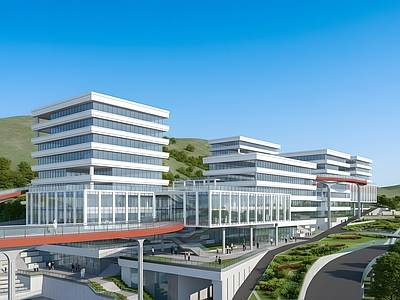 现代办公楼 现代办公楼 现代简约办公楼 产业园建筑 多层办公楼 产业园