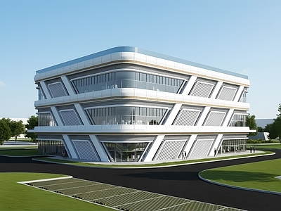 现代办公楼 现代办公楼 现代简约办公楼 产业园建筑 多层办公楼 产业园