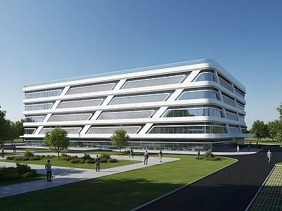 现代办公楼 现代办公楼 现代简约办公楼 产业园建筑 产业园 多层办公楼