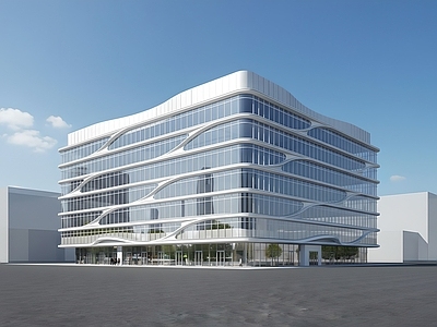 现代办公楼 现代办公楼 现代简约办公楼 产业园建筑 多层办公楼 产业园