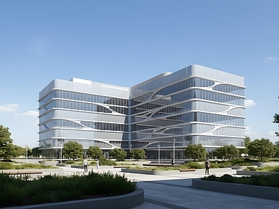 现代办公楼 现代办公楼 现代简约办公楼 产业园建筑 多层办公楼 产业园
