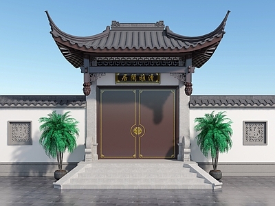 中式新中式古建 大门 门头 庭院门 别墅大门 徽派大门