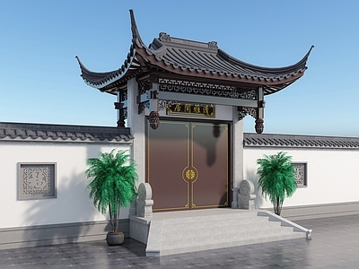 中式新中式古建筑 大门 门头 庭院门 别墅大门 徽派大门
