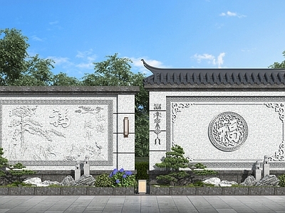 中式新中式景墙 中式影壁 景墙