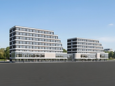 现代办公楼 现代办公楼 现代简约办公楼 产业园建筑 多层办公楼 产业园