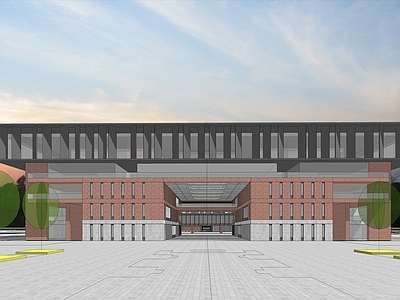 现代新中式学校建筑 红砖学校 艺术中心