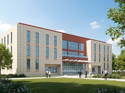 现代办公楼 现代办公楼 现代简约办公楼 产业园建筑 多层办公楼 产业园