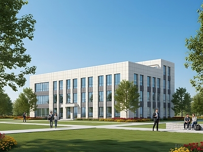 现代办公楼 现代办公楼 现代简约办公楼 产业园建筑 多层办公楼 产业园