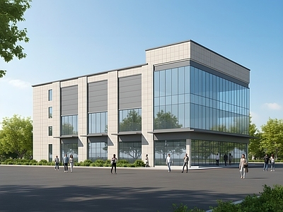 现代办公楼 现代办公楼 现代简约办公楼 产业园建筑 多层办公楼 产业园