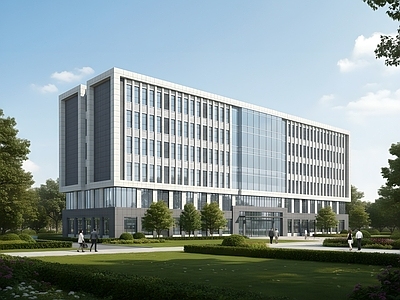 现代办公楼 现代办公楼 现代简约办公楼 产业园建筑 多层办公楼 产业园